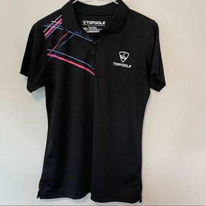 Top golf Womens black polo shirt size M short sleeve